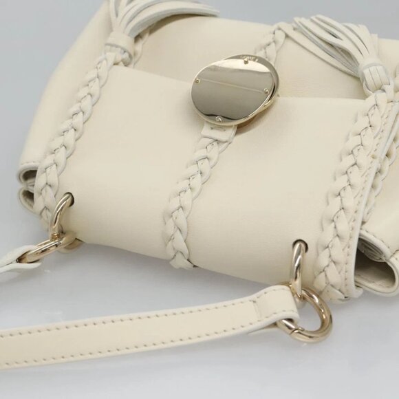 Chloe Fringe Hand Bag Leather 2way White Auth BD060AV - Picture 7 of 14